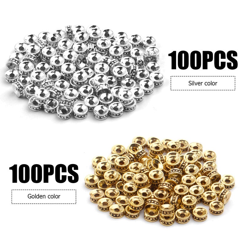 Jdesun 200pcs 6mm Tibetan Spacer Beads Round Rondelle Beads Alloy Jewelry Bead Charm Spacer for Jewelry Making DIY Bracelets Necklace and Crafting - Image 1